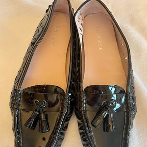NEW, never worn Taryn Rose black patent flats. Carissa. With box and shoe bag.